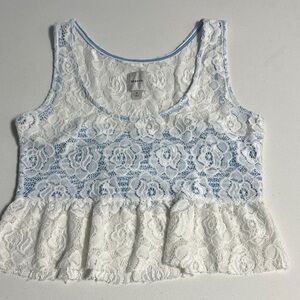 Maeve NWOT Blue and White Lace Tank Top
